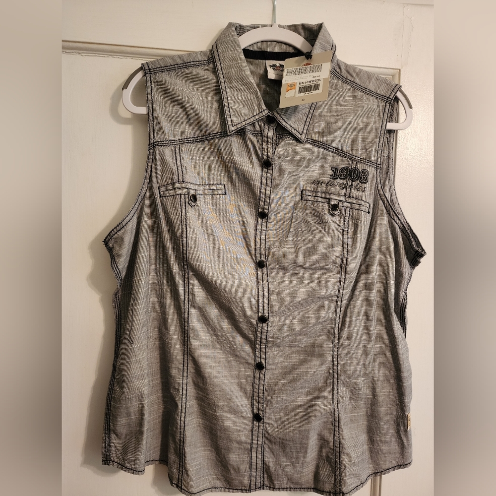Harley Davison Button Up Top